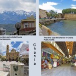 Views of various points in Chania with the mountains in the background